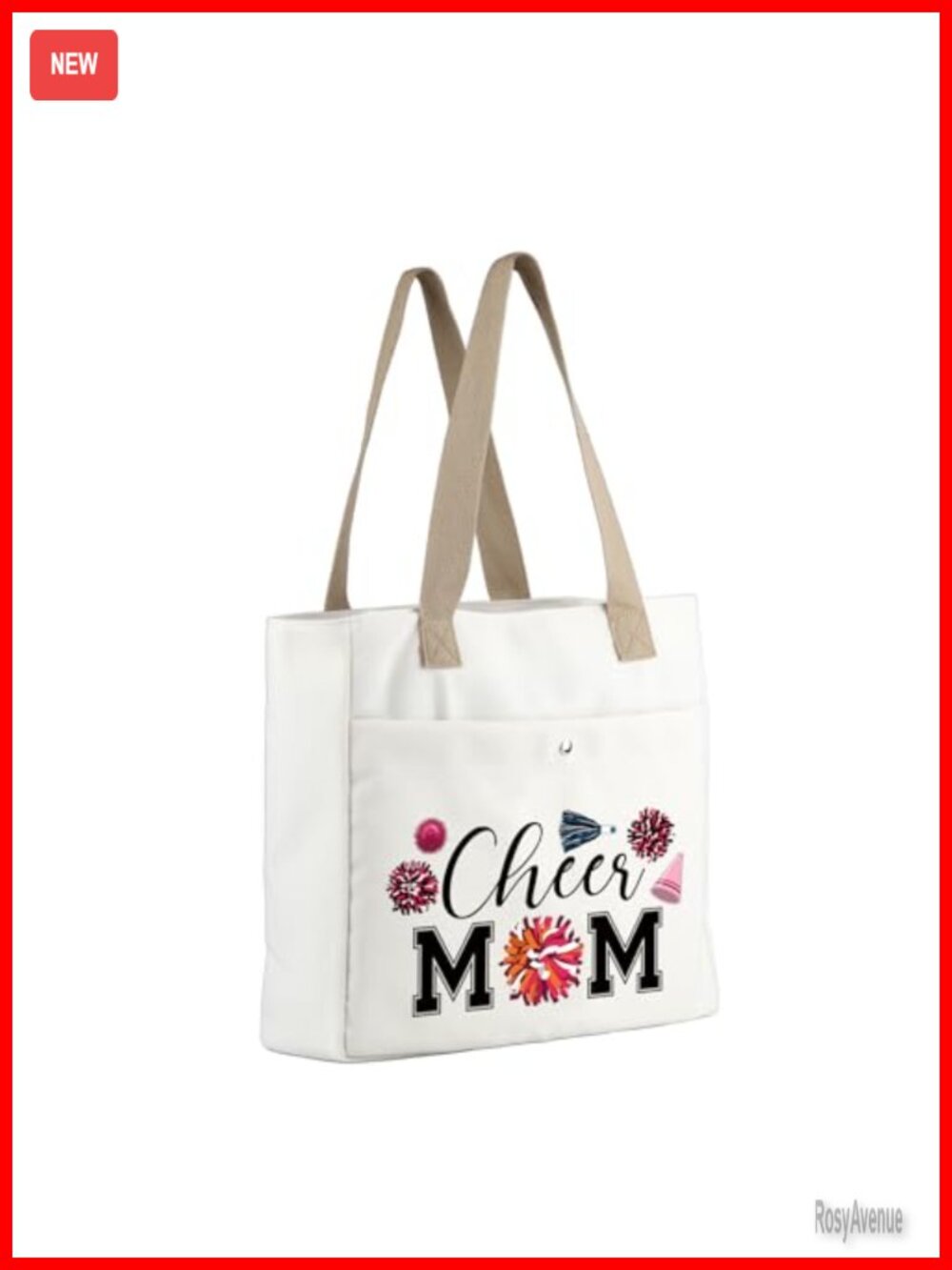 Cheer Mom Canvas Tote Bag Large Cheerleading Shoulder Bag
